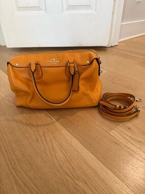 Coach Pebbled Leather Bennett Satchel in Orange